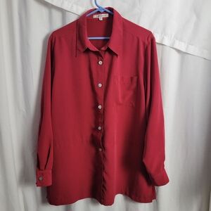 TravelSmith Blouse Classic Red Button Up Versatile XL Business Office flowy BOHO